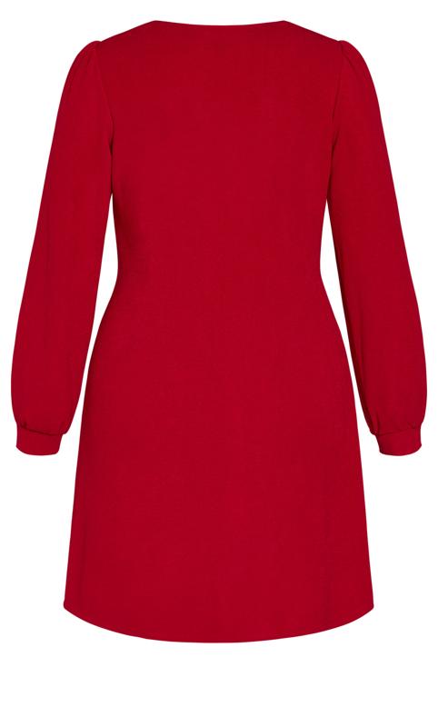 Evans Burgundy Red Puff Sleeve Shift Dress 5
