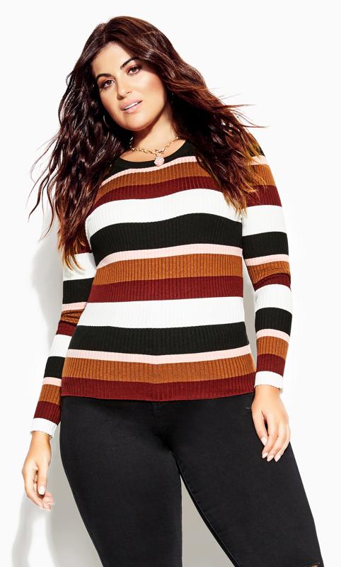 Ribbed Stripe Red Sweater 6