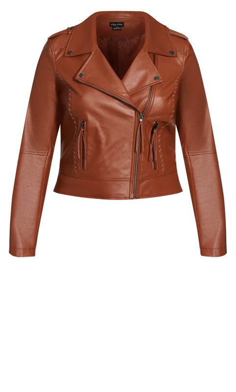 Evans Brown Faux Leather Biker Jacket 6