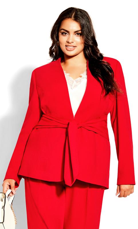 Elegance Red Burgundy Waist Tied Suit Jacket 2