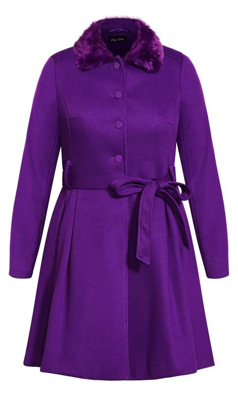 City Chic Purple Faux Fur Longline Coat 3