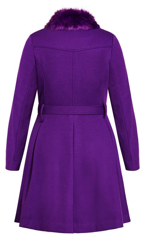 City Chic Purple Faux Fur Longline Coat 4