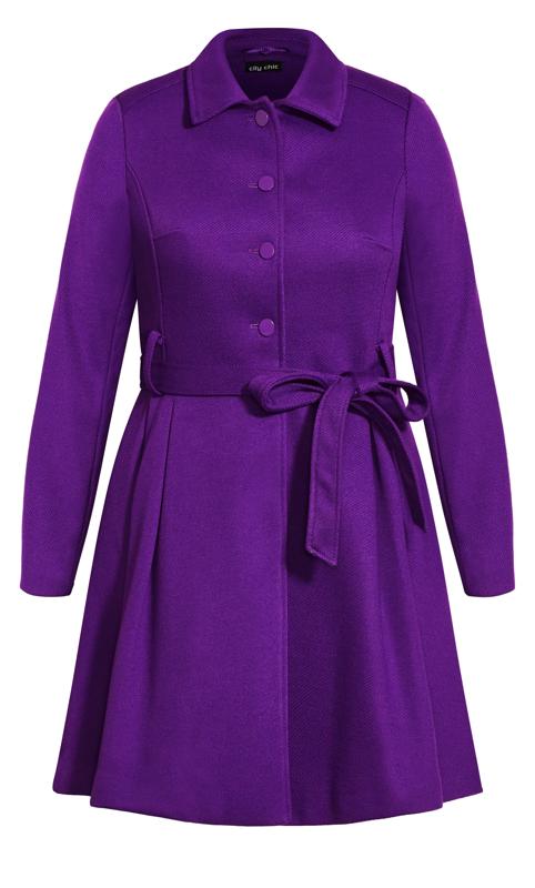 City Chic Purple Faux Fur Longline Coat 5