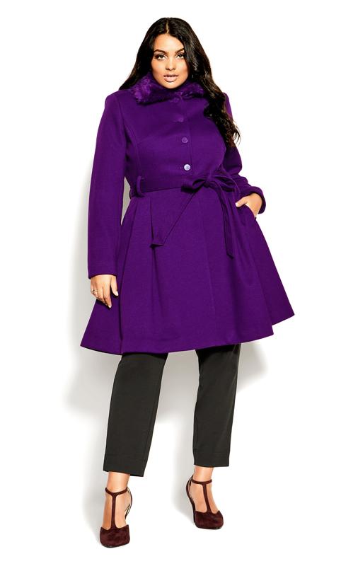 City Chic Purple Faux Fur Longline Coat 7