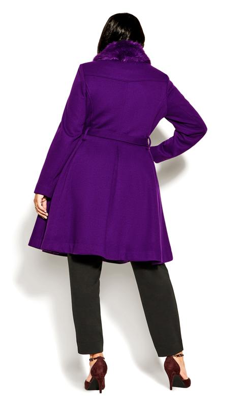 City Chic Purple Faux Fur Longline Coat 8