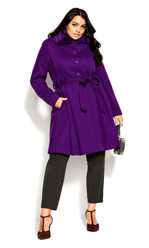 City Chic Purple Faux Fur Longline Coat 9