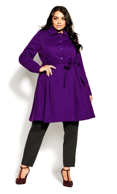 City Chic Purple Faux Fur Longline Coat 12