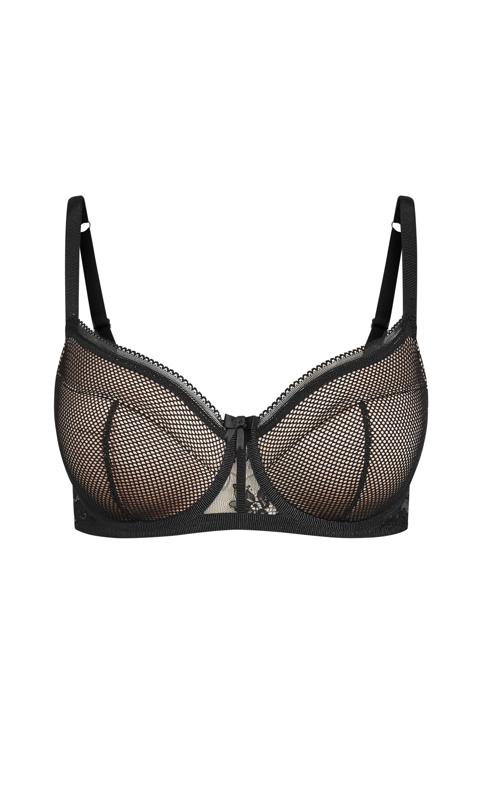 ANGABRIEL Sheer Mesh Bra for Women Black Fishnet Panelled Balconette Bra  Undwired Unlined Lace Bra (US, Cup Band, B, 32, Black-2083) at   Women's Clothing store