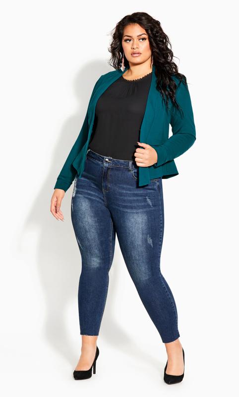 Piping Praise Teal Structured Jacket 10