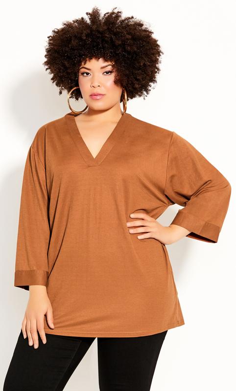 Plus Size  City Chic Ginger Long Sleeve Longline Top