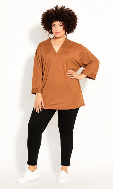 Evans Ginger Long Sleeve Longline Top 2