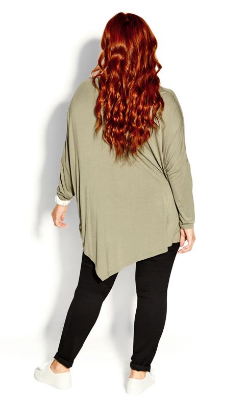 Simple Batwing Top Olive Sleeve Slouch Relaxed Lounge Stretch Soft 2