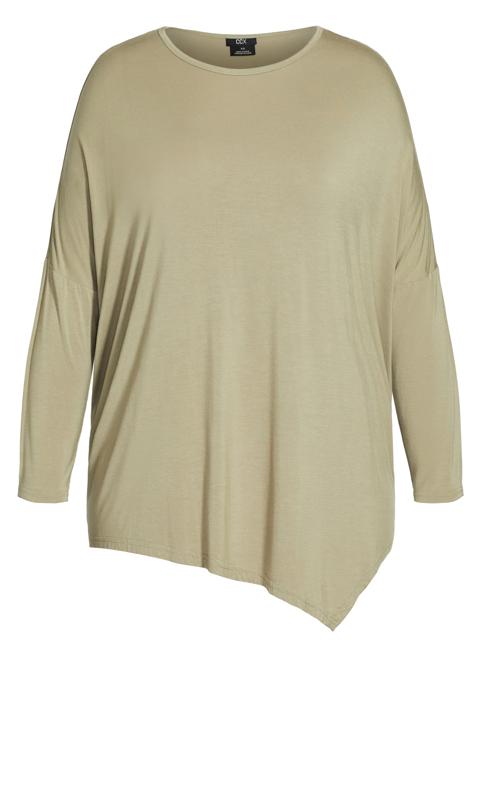 Simple Batwing Top Olive Sleeve Slouch Relaxed Lounge Stretch Soft 4