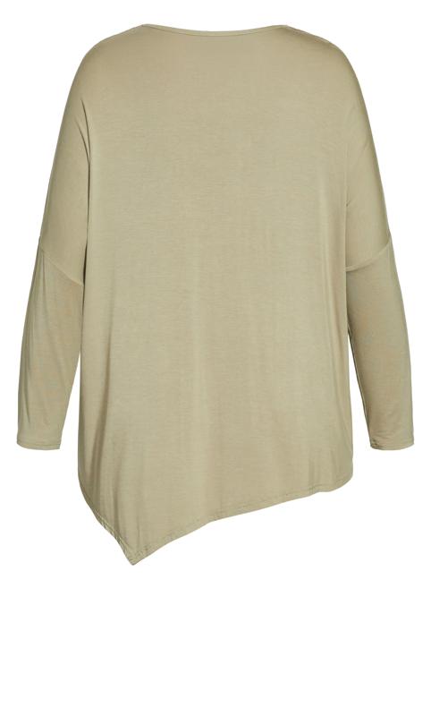 Simple Batwing Top Olive Sleeve Slouch Relaxed Lounge Stretch Soft 5