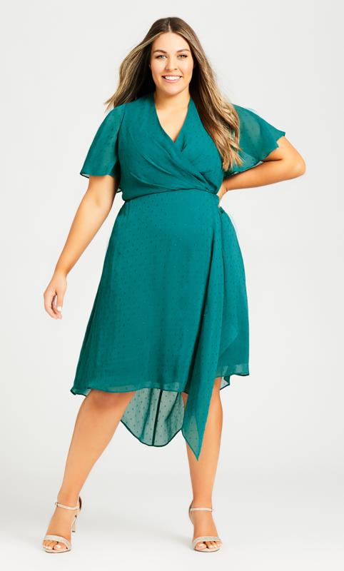 Plus Size  Avenue Green Leah Flutter Dress