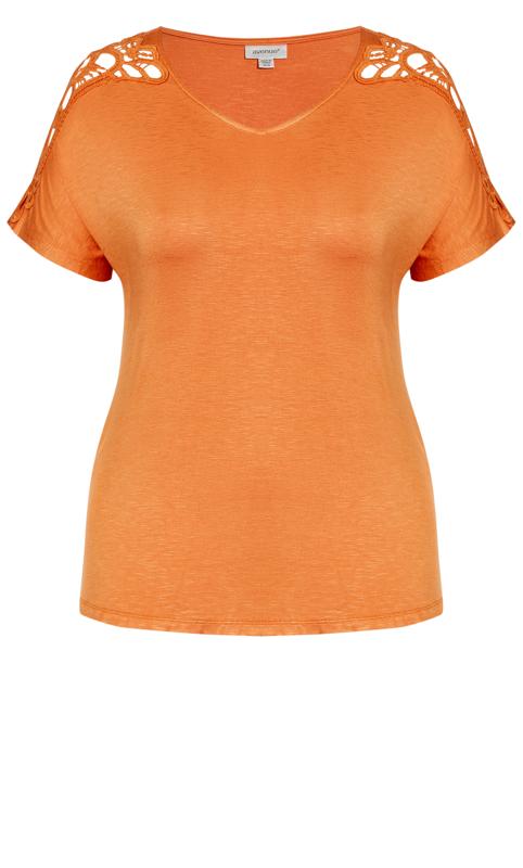 Plus Size Crochet Shoulder Top -orange 4