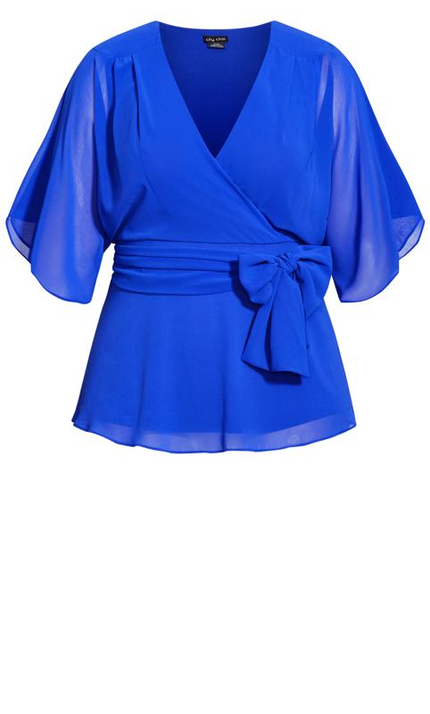 Plus Size Cobalt Blue Elegant Wrap Top 11