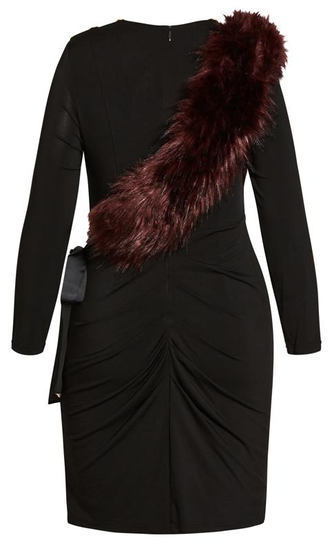 Evans Black Ruched Midi Dress with Detachable Faux Fur 7