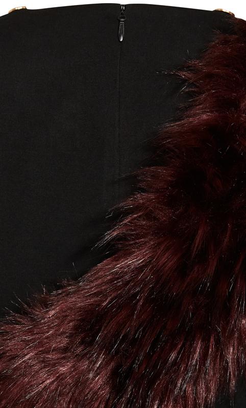 Evans Black Ruched Midi Dress with Detachable Faux Fur 8
