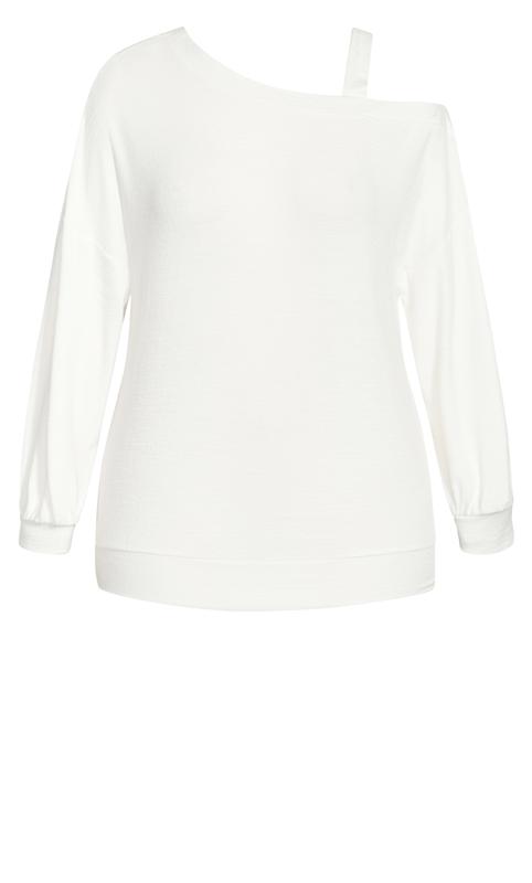 City Chic White One Shoulder Soft Touch Sweatshirt 6