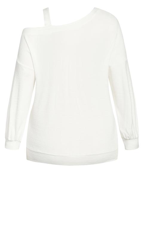 City Chic White One Shoulder Soft Touch Sweatshirt 7