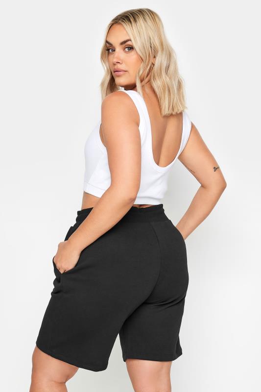 YOURS Plus Size Black Elasticated Jogger Shorts | Yours Clothing 3