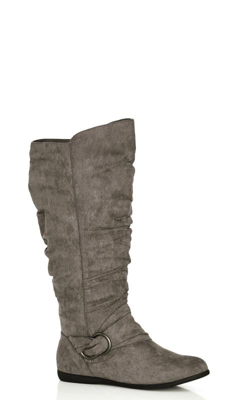 Plus Size  CloudWalkers Grey WIDE FIT Sasha Tall Boot
