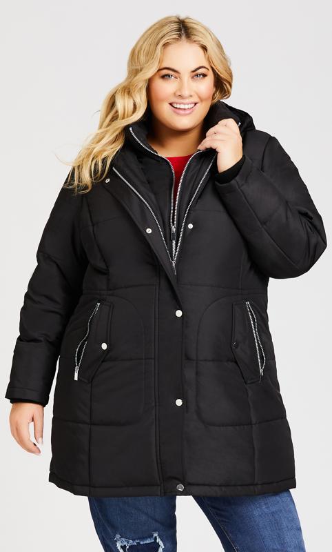 Vestie Black Hooded Puffer Coat 10