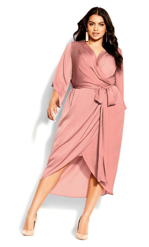 Sleek Dusty Peach Wrap Dress 2