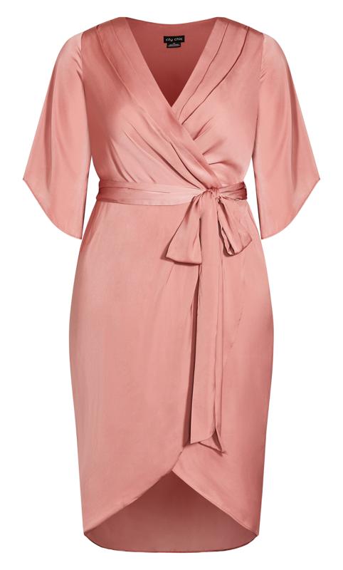 Sleek Dusty Peach Wrap Dress 4