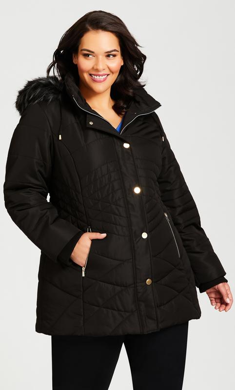 EVANS Plus Size Black Quilted Puffer Coat | Evans  7