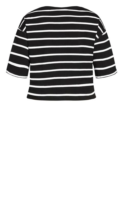 Evans Black Stripe 'Ciao Bella' Slogan T-Shirt 8
