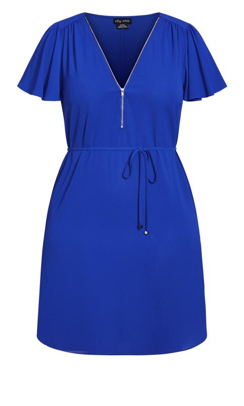 Evans Blue Zip Front Mini Dress 4