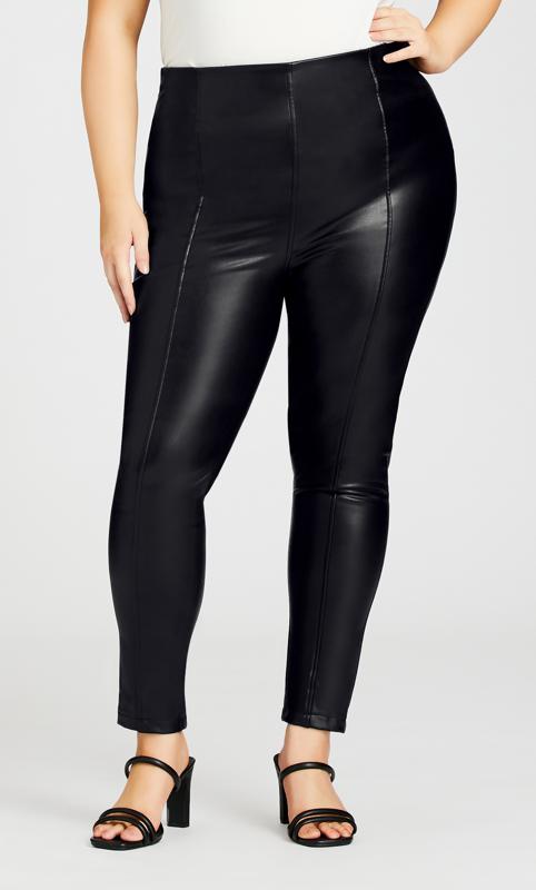 Plus Size Full Length Wet Look Black Pants 2