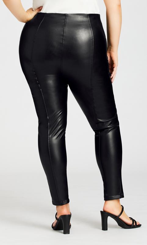 Plus Size Full Length Wet Look Black Pants 4