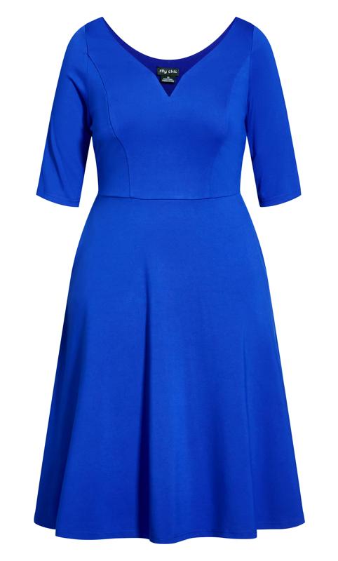 City Chic Cobalt Blue Elbow Sleeve Midi Dress | Evans 4