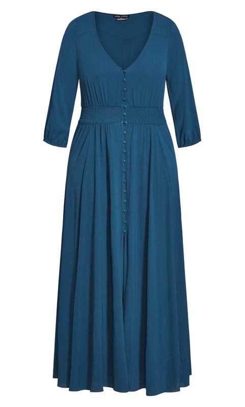 City Chic Blue Shirred Waist Maxi Dress 3