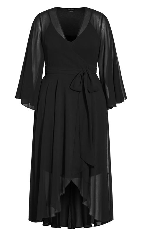City Chic Black Sleeved Chiffon Maxi Dress 3