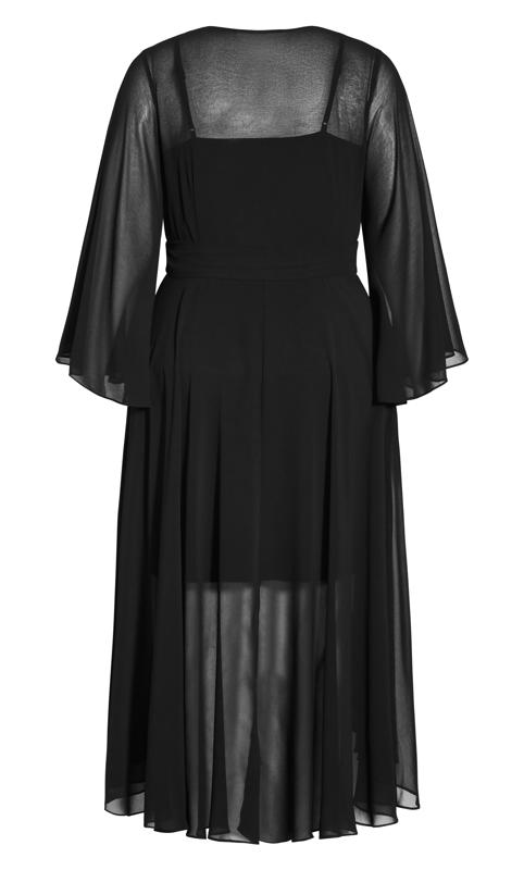 City Chic Black Sleeved Chiffon Maxi Dress 4
