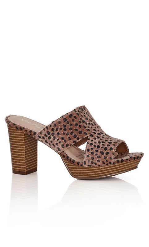 Plus Size  City Chic Brown WIDE FIT Remy Animal Mule