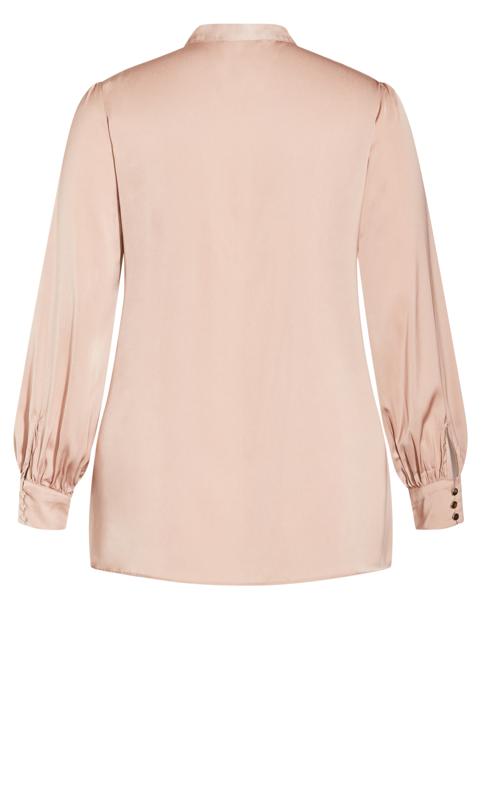 In Awe Taupe Satin Tie Neck Top 5