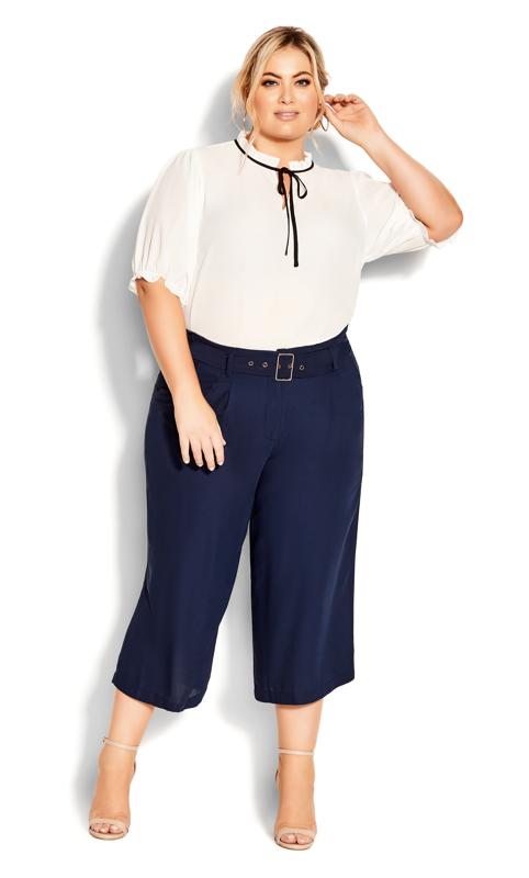 Easy Navy Belted Crop Trouser 4