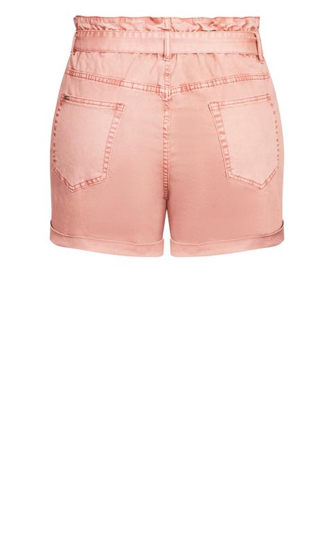 Plus Size Pink High Waisted Cuffed Mini Shorts 5