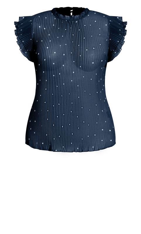 Pleated Semi Sheer Spotted Navy Top 5
