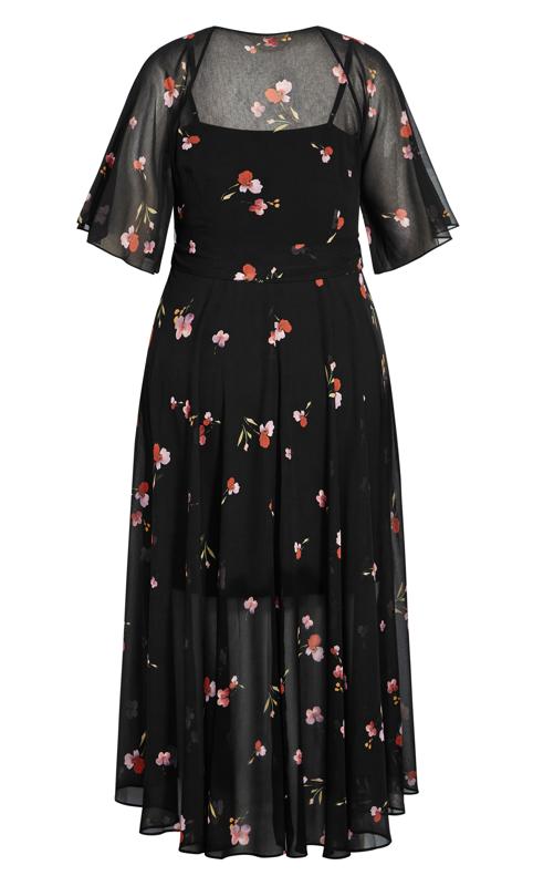 Evans Black Floral Print Chiffon Maxi Wrap Dress 5