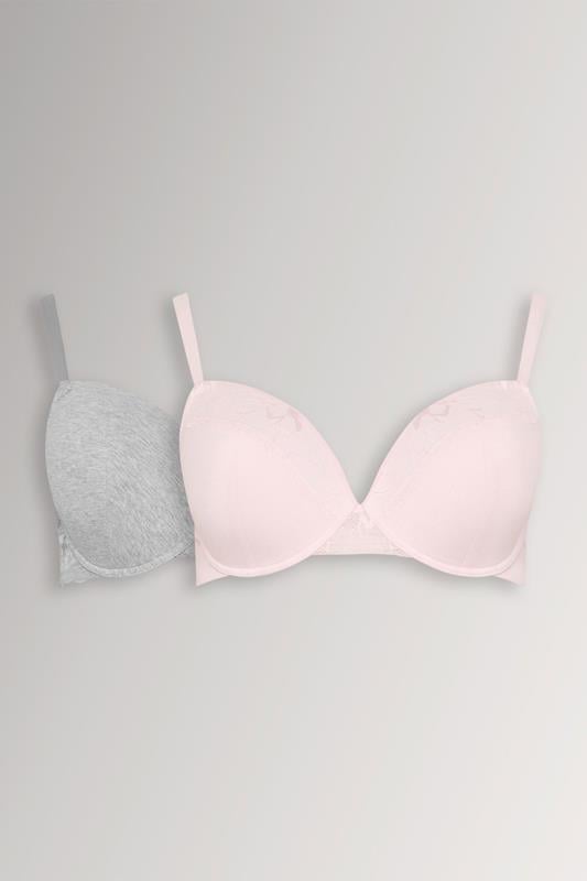 YOURSET 2 PACK Curve Pink & Grey Padded Underwired Bras