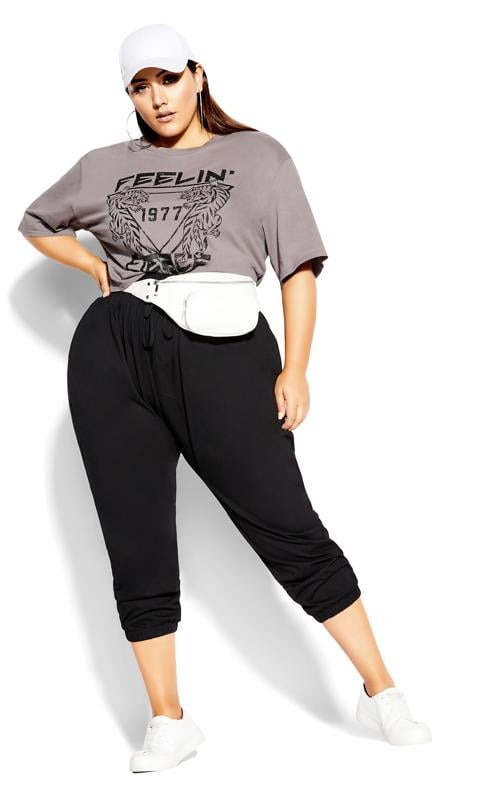 Plus Size Cropped Printed Grey Top 1