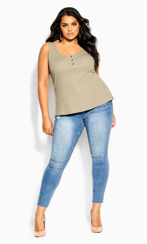 Taupe Brown Button Grace Top Tank 2
