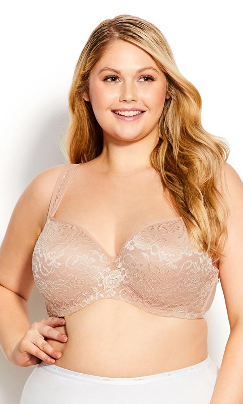 Plus Size Lace Balconette Bra Natural  Contouring Floral Underwire Mesh Stretch Supportive 1