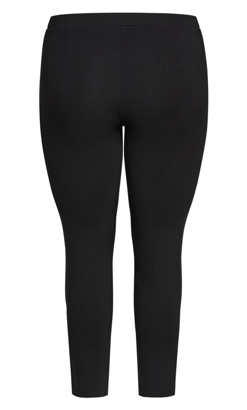Plus Size Elastic Waist Skinny Legging Fit Stud Button Hem Stretch Black Pant 7